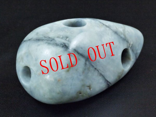 画像10: 多孔タイプ石笛（三孔・ラベンダーヒスイ） (10)