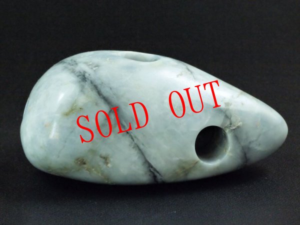 画像6: 多孔タイプ石笛（三孔・ラベンダーヒスイ） (6)