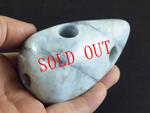 画像8: 多孔タイプ石笛（三孔・ラベンダーヒスイ） (8)