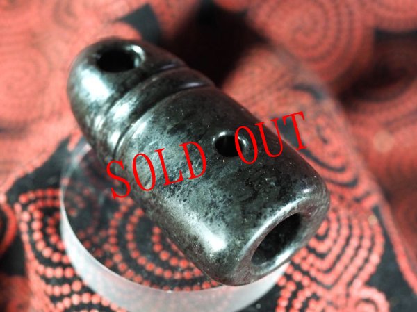 画像3: 「シバリンガム」石棒形縄文デザイン石笛（蛇紋岩製・指孔付き・円柱状孔・ペンダント仕様） (3)