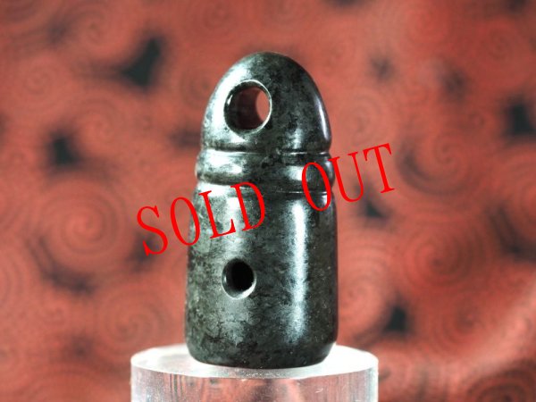 画像7: 「シバリンガム」石棒形縄文デザイン石笛（蛇紋岩製・指孔付き・円柱状孔・ペンダント仕様） (7)