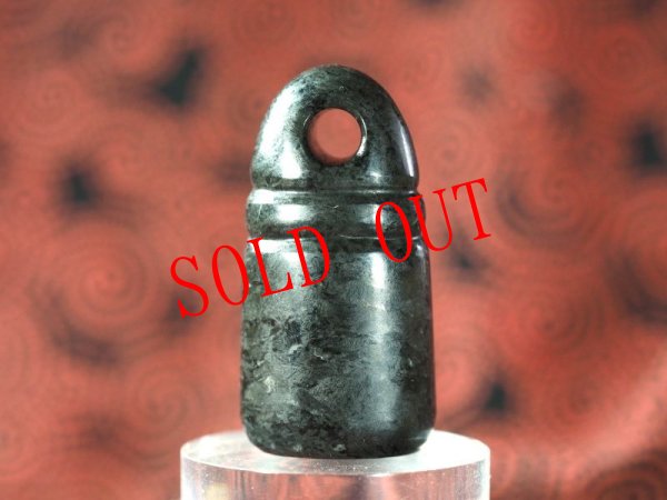 画像6: 「シバリンガム」石棒形縄文デザイン石笛（蛇紋岩製・指孔付き・円柱状孔・ペンダント仕様） (6)